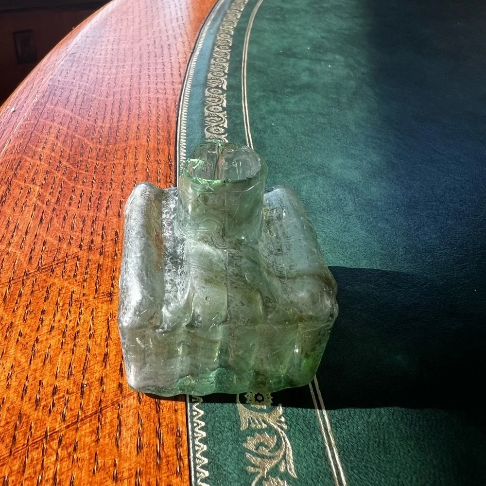 Antique Vintage Victorian Glass Inkwell - Picture 3 of 8